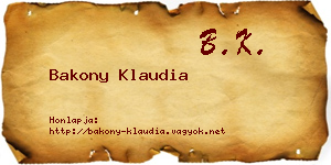 Bakony Klaudia névjegykártya